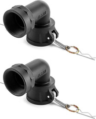200D90 Polypropylene Cam and Groove Hose Fitting, 2 Pack 90 Degree Elbow Fitting