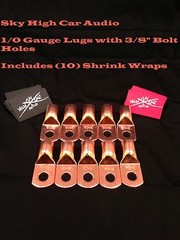 (10) 1/0 Gauge Copper Ring Terminals 3/8″ RED/BLACK Heat Shrink Tubing LUGS