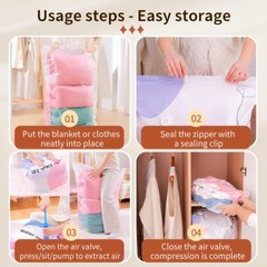 4 Pack Vacuum Storage Bags, Space Saver Bag Vacuum Seal Bags for Clothing Travel