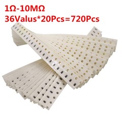 720pcs 36values 0603 1ohm-10Mohm Ω SMD SMT Resistor Resistance Assortment kit 1%