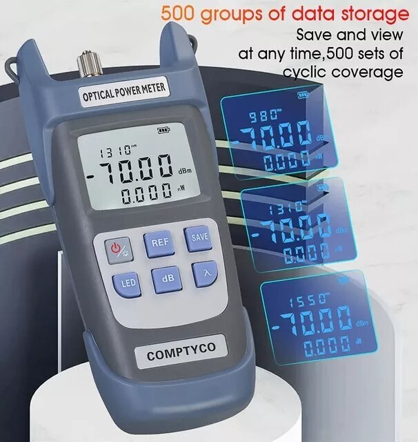 Fiber Optical Power Meter with SC FC Connector -70~10dBm 10 Optic Wave Length