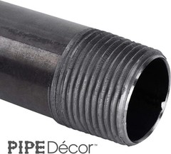 3/4” x 8” Black Steel Plumbing Pipe, Pre Cut, Industrial Steel Grey Fits Stan…