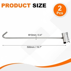 2Pcs Manhole Hook 19.7 Inch T-Shaped Lid Manhole Cover Lifter with Blunt Tip