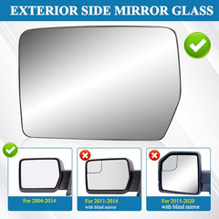 Driver Left Side Heated Mirror Glass Compatible with 2004-2014 Ford F150 – Exte