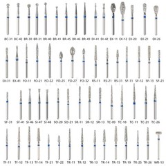 50 pcs Dental Turbine Diamond Burs For High Speed Handpiece Friction Grip Burs