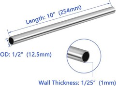 1/2 Inch Stainless Steel Tube 10 Inch Length Pack of 4 Festool DIY Construction