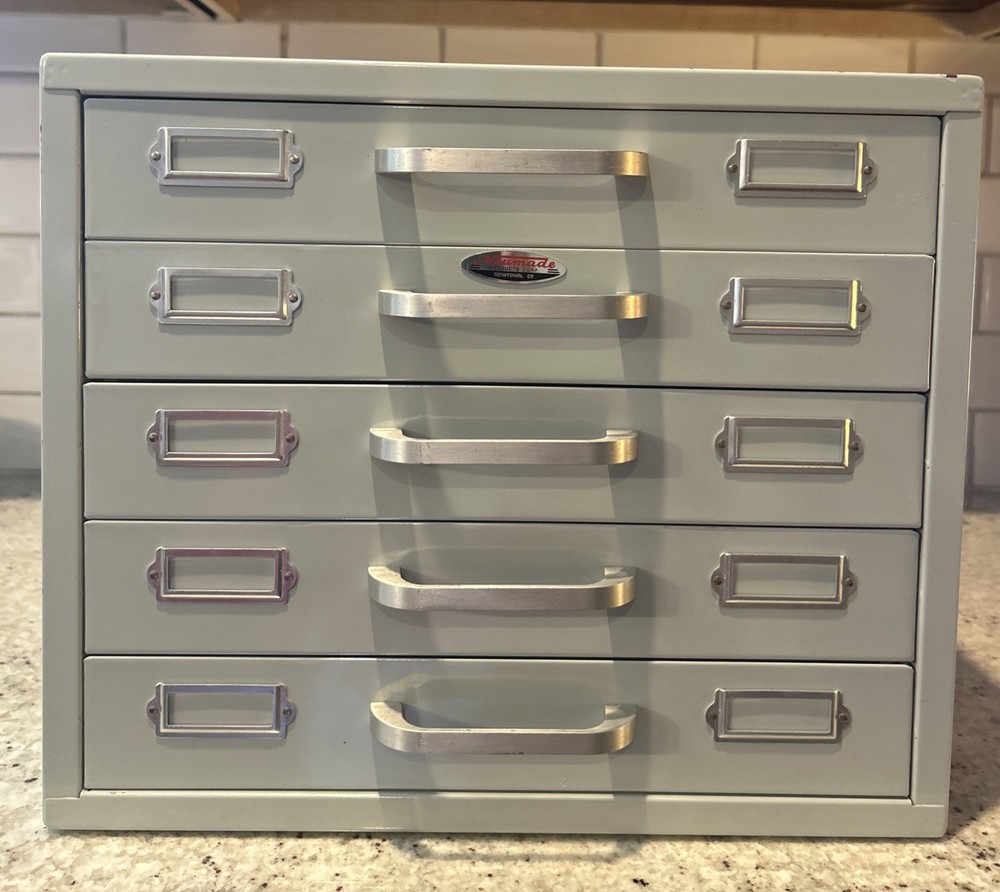NEUMADE 5-Drawer STACKABLE Photography Metal File Cabinet 15.5” W x 13”H x 12”D