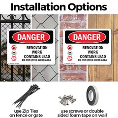 (2 Pack) Renovation Work Contains Lead Do Not Enter OSHA Danger Sign Decal Metal