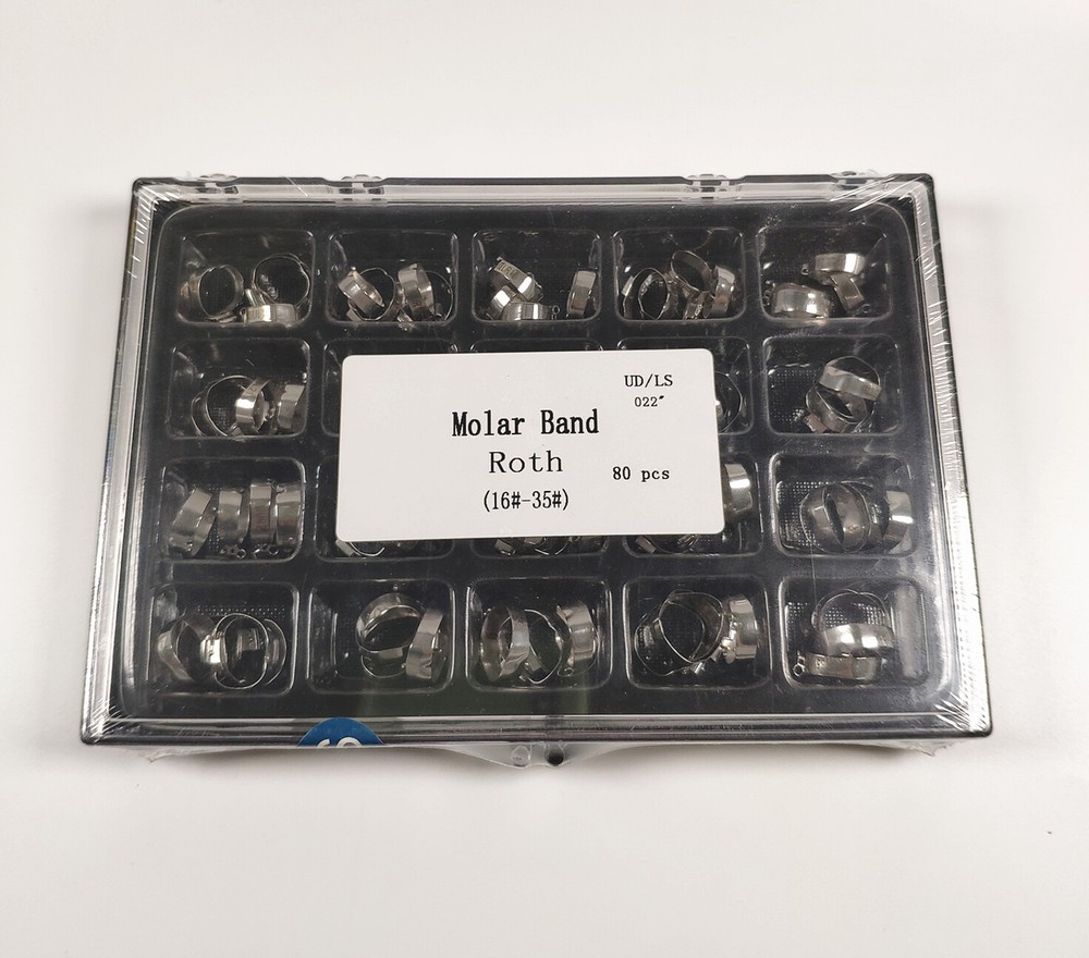 80Pcs/Kit Dental Orthodontic Metal Molar Band&Buccal Tube U2/L1 Roth 022 16#-35#