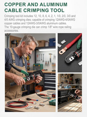 Hydraulic Cable Crimping Tool, Battery Cable Terminal Crimper 12 AWG–4/0 AWG, US