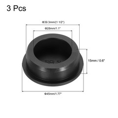 3pcs T-Shaped Silicone Plugs 39.3mm 1-1/2″ Dia Snap in Plug Seal Round Black
