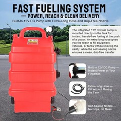 Fuel Caddy 16 Gallon Portable Fuel Tank 12V DC Electric Transfer Pump 3.7GPM