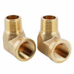 U.S. Solid 2pcs Brass Barstock Street Elbow Pipe Fitting, MNPT 1/4″ x FNPT 1/4″