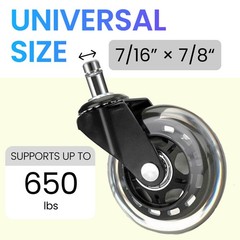 Set of 5 Office Chair 3″ Caster Rubber Swivel Wheels Replacement Heavy Duty