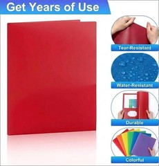 6 Pack Plastic Folders with Pockets and Prongs, 2 Pocket Folders with Fasteners,