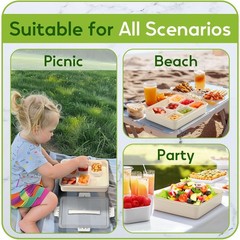 Snackle Box Container for Adults with 9 Compartment, Divided Serving White