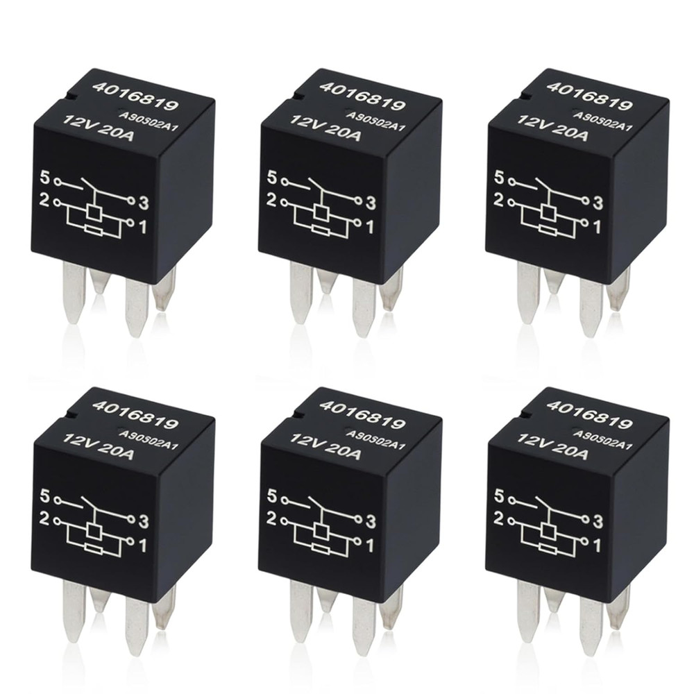 6 Pcs 4016819 Ultra Micro ISO Automotive Relay – 12VDC 20A 4-Pin SPST, Direct OE