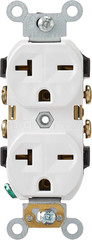5822-W Straight Blade Single Receptacle, 250 Vac, 20 A, 2 Pole, 3 Wire, White