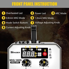 SIMDER MIG Welder 140A Flux Core Welder MIG/Stick 2 in 1 Welding Machine Gasl…