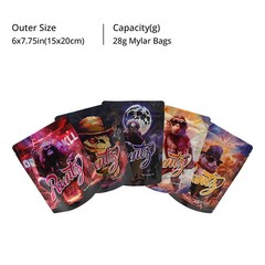 7g/28g Mylar Bags | High-Capacity Foil Pouch | Resealable + Heat-Seal | 100pcs