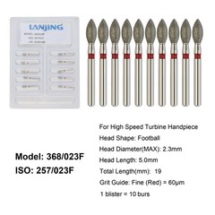 Dental Diamond Burs Round End Taper Football Coarse Fine High Speed 856 850 379