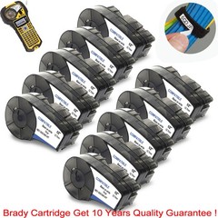 10PK For Brady M210 M21-500-595-WT All Weather Vinyl Label Cartridge Black/White