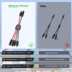 Bateria Power Solar Connectors for 2 Solar Panels, IP68 Waterproof Solar Pane…