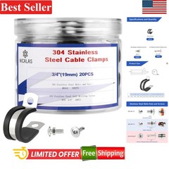 Stainless Steel Cable Clamps Kit 3/4 Inch 50 Pcs with Screws for Wires Pipes