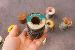 Solder 4 Pounds Old Various Types with Tins of Flux Vintage Historic Useful IZ