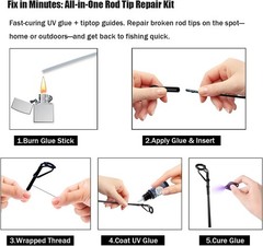 Fishing Rod Tip Repair Kit with UV Light & Glue | Complete Pole Tip Replacement