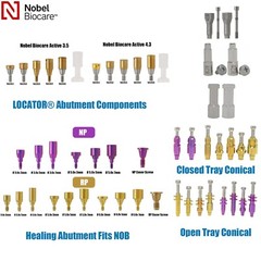 Dental Nobel Active Locator NP/RP Healing Abutments Cap Closure Open/Closed Tray
