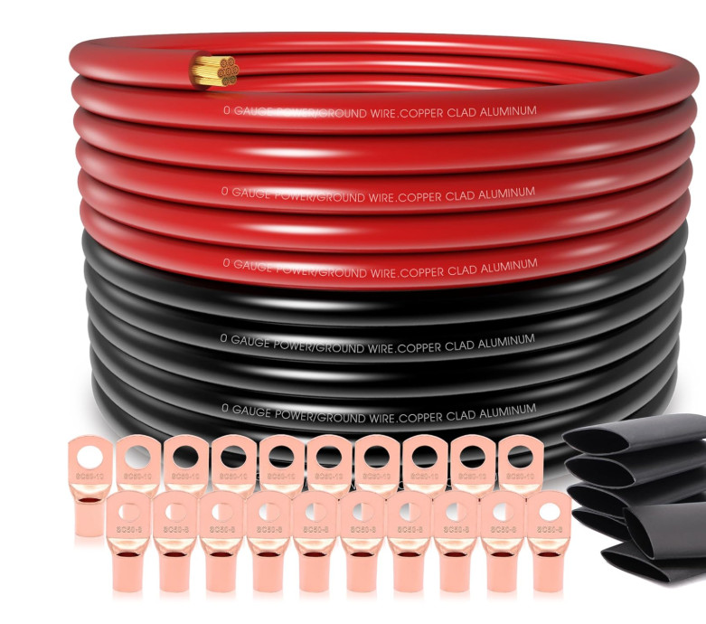 Kit cableado 1/0 aluminio cobreado 40FT con conectores para energía DC