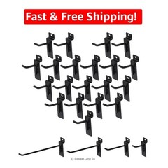 2-Inch Slatwall Hook Assortment Kit – 20 Durable Heavy-Duty Metal Hooks in Black