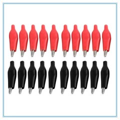20pcs Black Red Soft Plastic Coated Testing Probe Aligator Clips Crocodile 28MM