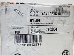 100/Box – Burndy YAV102TC10 Cu Compression Lugs 2-Hole #10 Stud 14-10AWG 518204