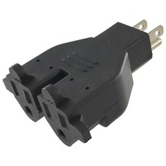 Conntek 30104 U.S. 3-Prong Heavy Duty Dual Outlet Adapter, Black