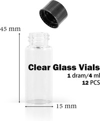 Eco-Friendly 12-Pack of 4ml Glass Vials – Versatile Leak-Proof Storage Bottles