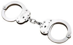 UZI Silver Chain NIJ Handcuffs Double Lock Steel Restraints w/ Keys