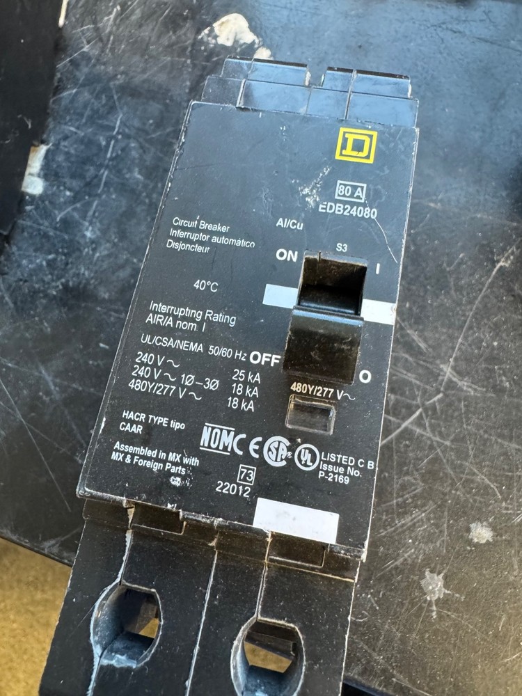 2 pole 80 amp 277/480 square d breaker