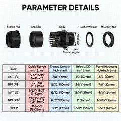 20 Pcs IP68 Waterproof Cable Gland Kit Nylon NPT Adjustable Cable Connectors …