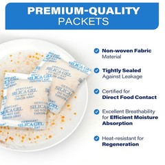 LotFancy 15 Packs 20Gram Silica Gel Desiccant Packets, Non-Toxic Food Safe Moist