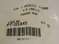 Parker Seal-Lok – Straight Thread Connector ORFS / SAE-ORB Qty 10 4-5 F5OLO-S