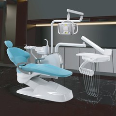 Dental Unit Chair Ergonomic DC Motor Computer Controlled Hard Leather with Stool