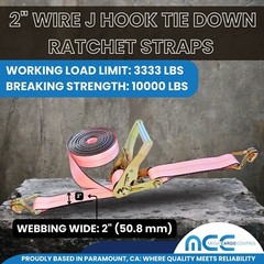 Heavy Duty 2″ x 30′ Ratchet Strap w/ J Wire Hook Flatbed Truck Trailer Tie Down