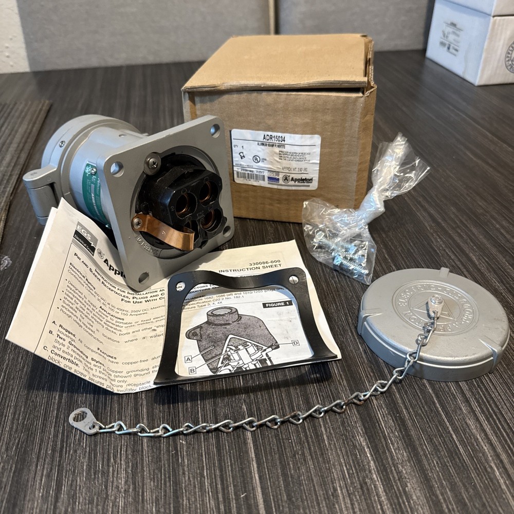 ADR15034 Appleton Pin and Sleeve Receptacle 150-Amp Industrial Heavy-Duty