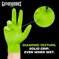 Disposable Nitrile Gloves 8 Mil Medium 1000 Case HD Green GLOVEWORKS Industrial