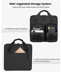 4″ Zipper Binder 3 Ring with Shoulder Strap, Tough/Multi-Pocket-Black
