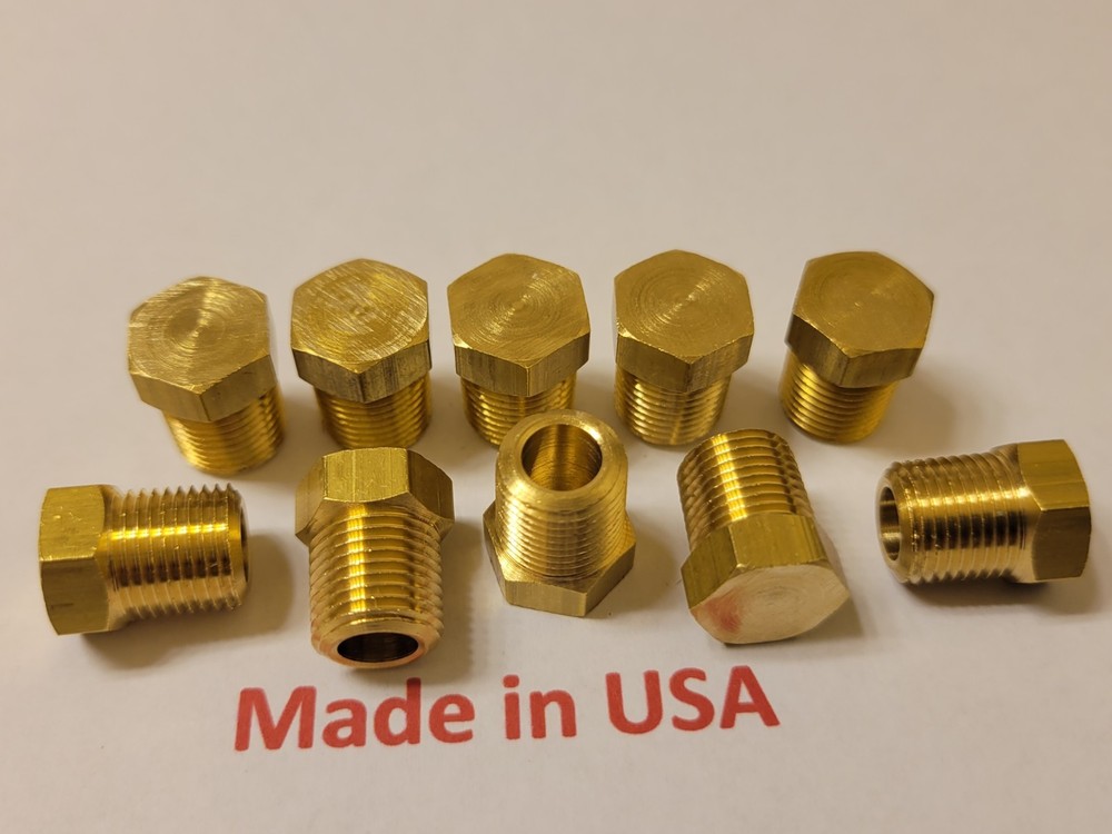 10 pcs. 1/8″ Male NPT Brass Hex Head Plug Made In USA
