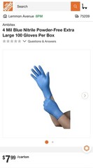 Ambitex N5201 Series Powder Free Blue Nitrile Gloves Large Case/1000 (NLG5201)