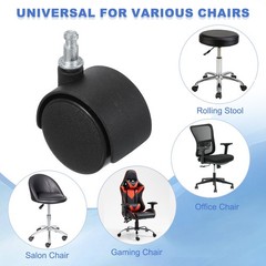 8Pcs 1.5″ Nylon Office Chair Wheels Black Grip Neck Stem